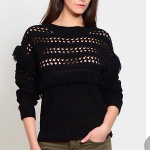 Black Joa Sweater with Fringe
